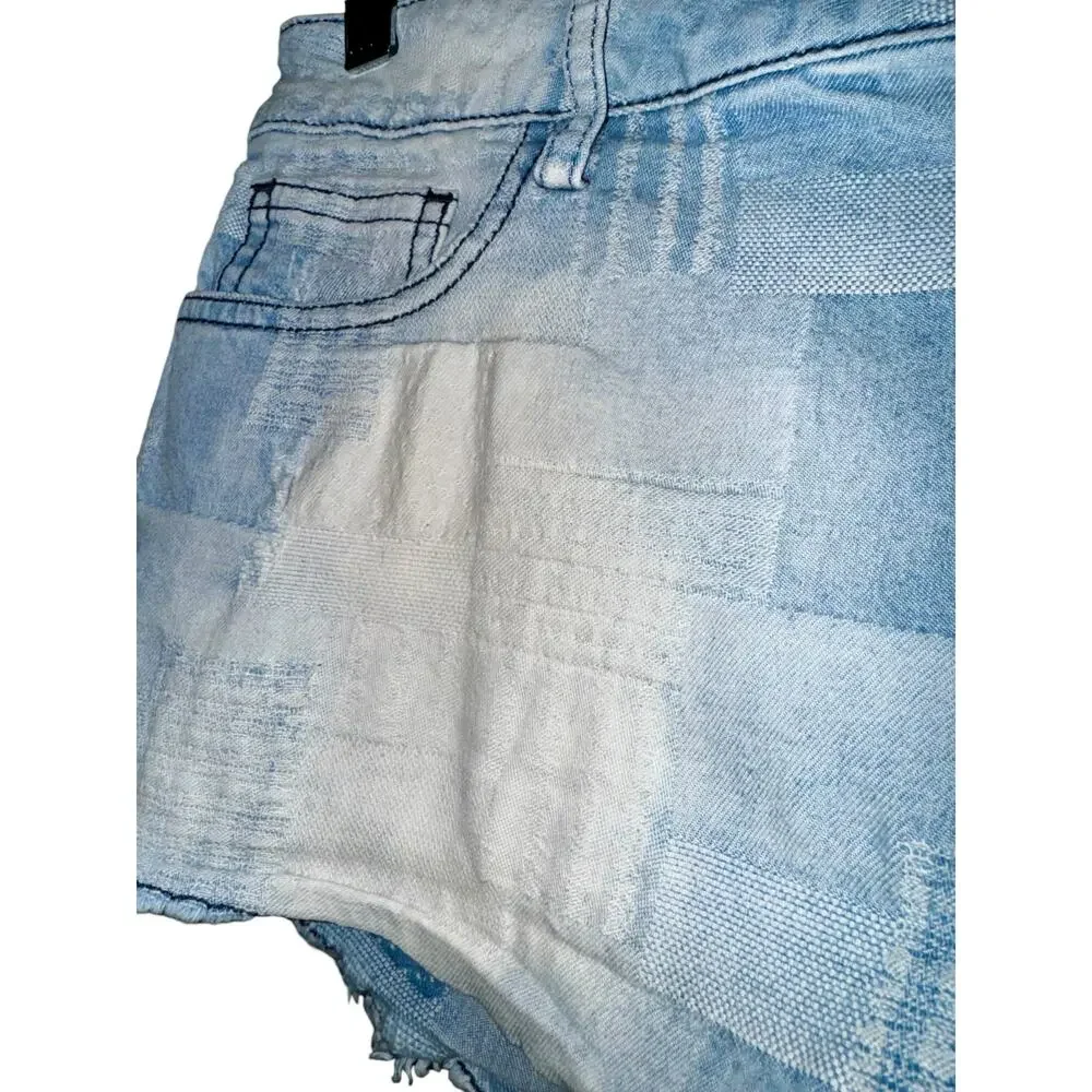 Etienne Marcel Patchwork Jean Shorts Women's Size 27 Hot Pants Blue Low Rise - Picture 5 of 10
